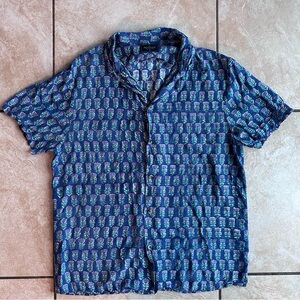 Men's Blue Patterned Shirt